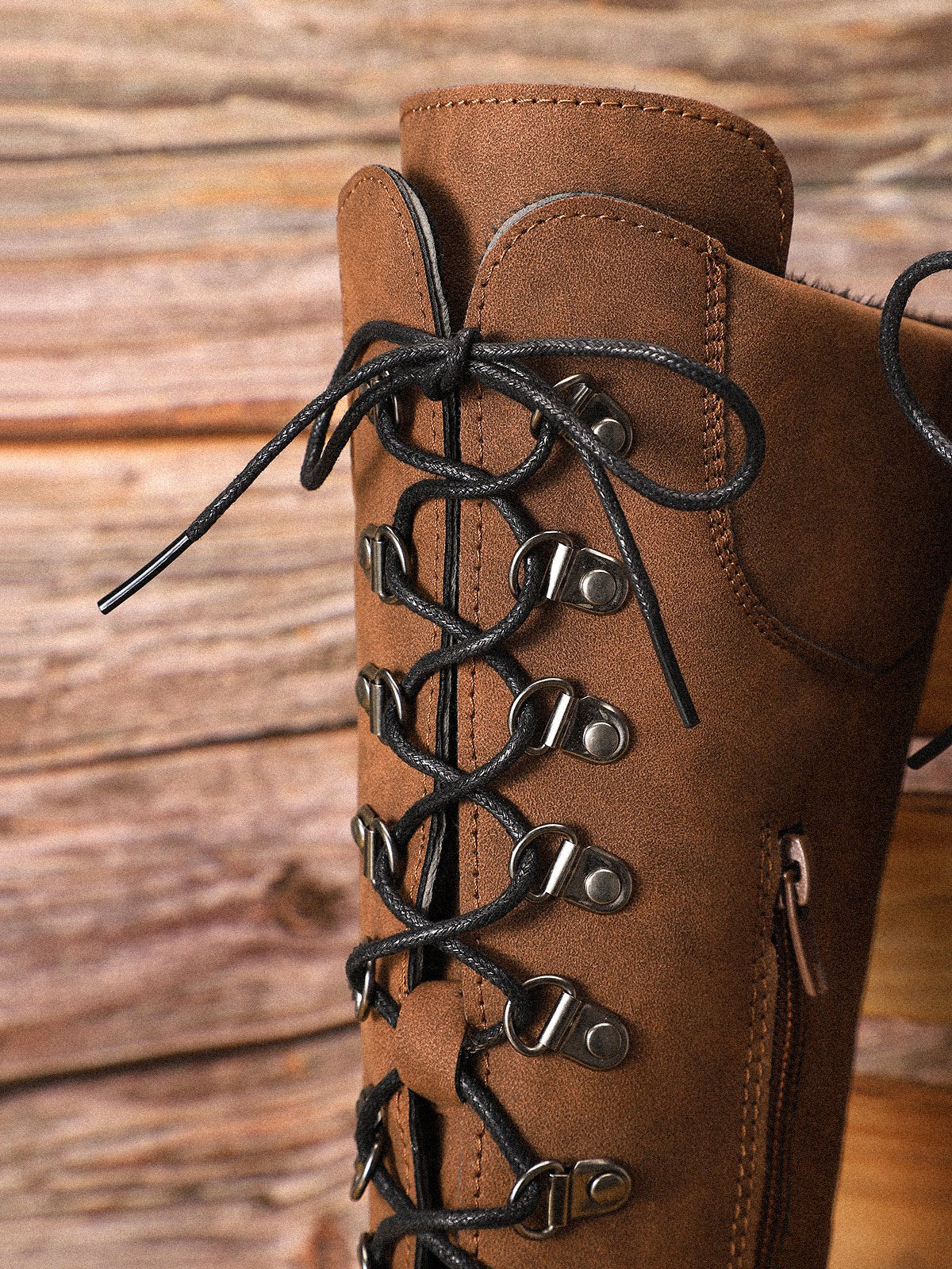flowersverse Retro Suede Zipper Martin Combat Boots