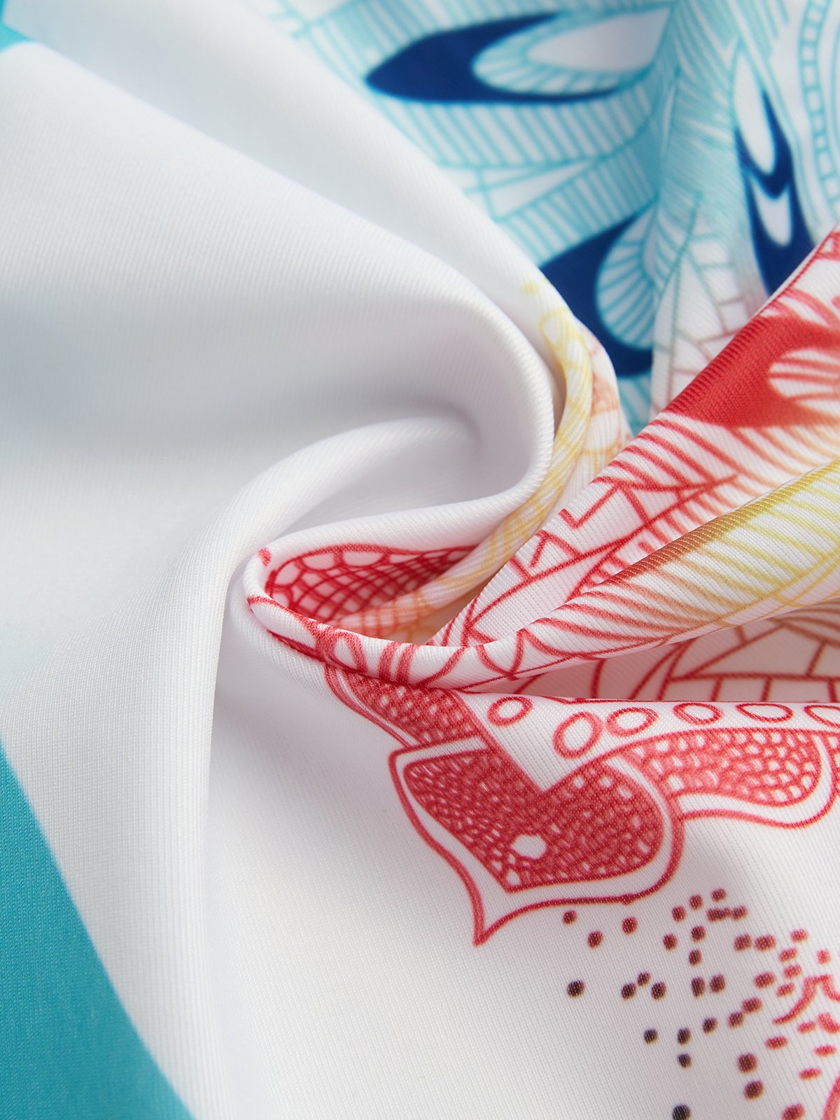 flowersverse Vacation Ethnic Flouncing Scoop Neck Tankinis Two-Piece Set