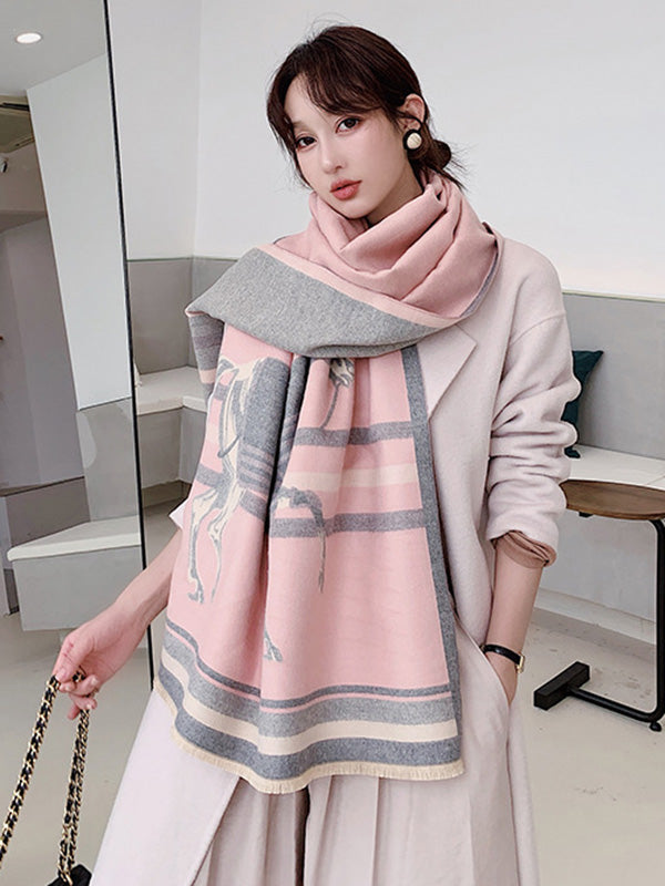 flowersverse Personality Warm Cartoon Print Shawl&Scarf