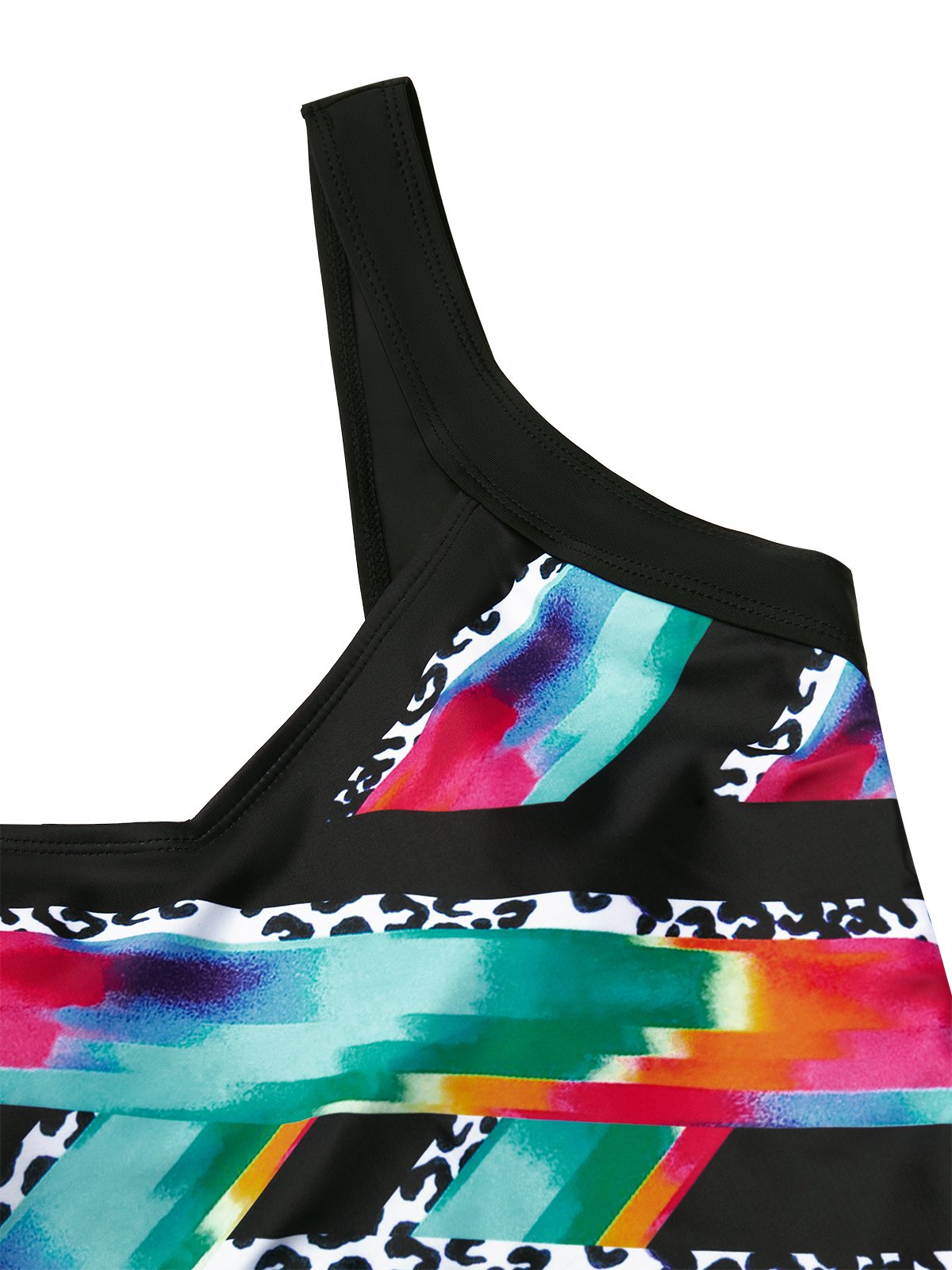 flowersverse Casual Abstract Printing V neck One-Piece Swimsuit