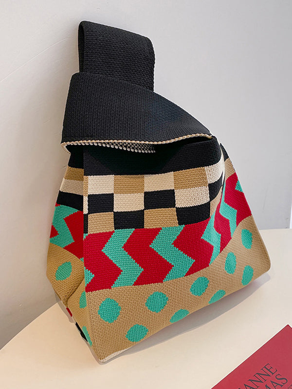 flowersverse Contrast Color Striped Handbags Bags