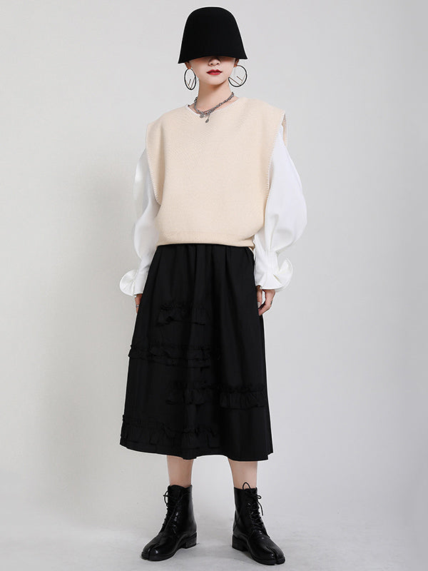 flowersverse Urban Black&Apricot Knitting Vest