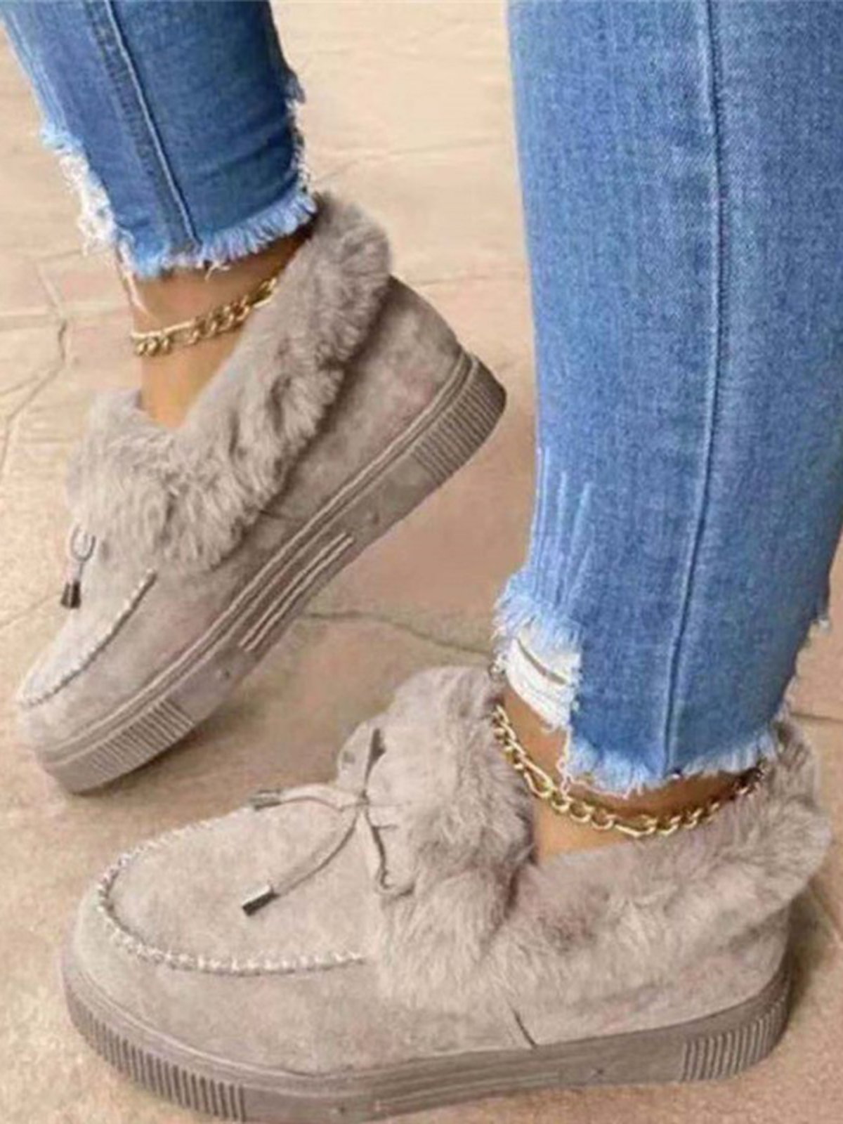 flowersverse Winter Warm Daily Flat Heel Closed Toe Boots
