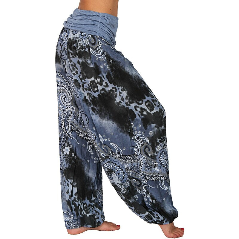 flowersverse Women‘s Yoga Harem Pants Quick Dry Yoga Gym Workout Pilates Pants Bloomers Bottoms Boho Green / Black Army Green Khaki Plus Size Sports Activewear Loose / Athletic / Casual / Athleisure