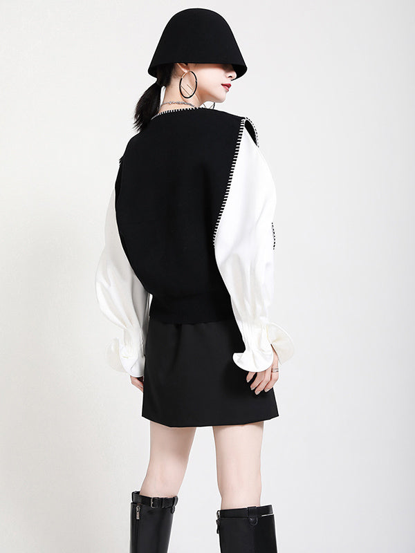 flowersverse Urban Black&Apricot Knitting Vest