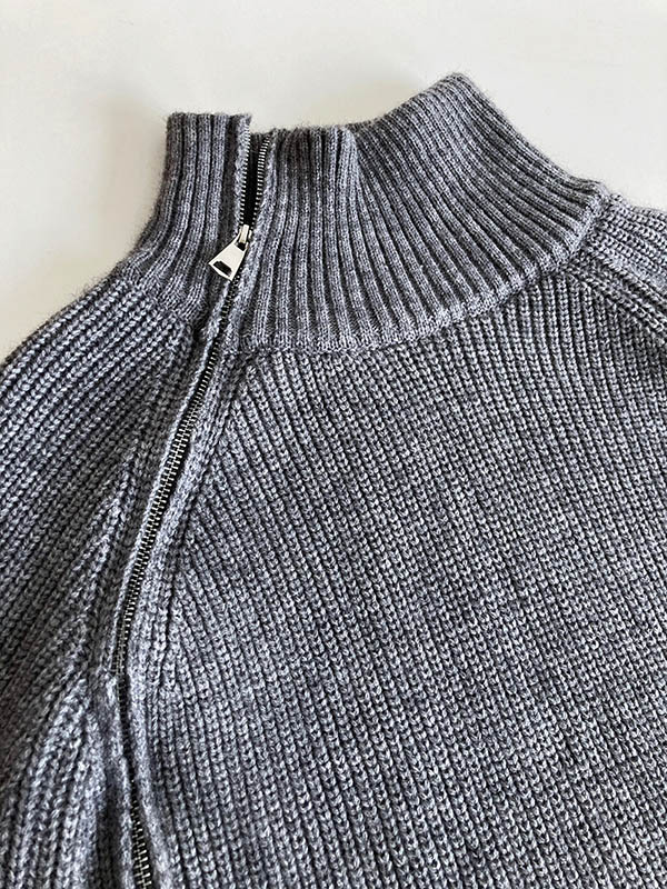 flowersverse Split-Joint Split-Side Zipper Long Sleeves Loose High Neck Sweater Tops