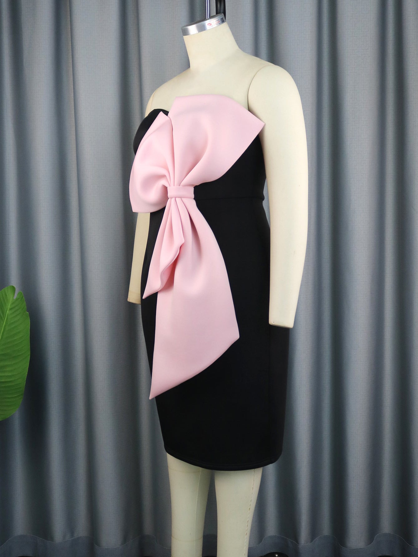 flowersverse Sexy Strapless Contrast Bow Bodycon Formal Party Dress Dress Elegant Dress