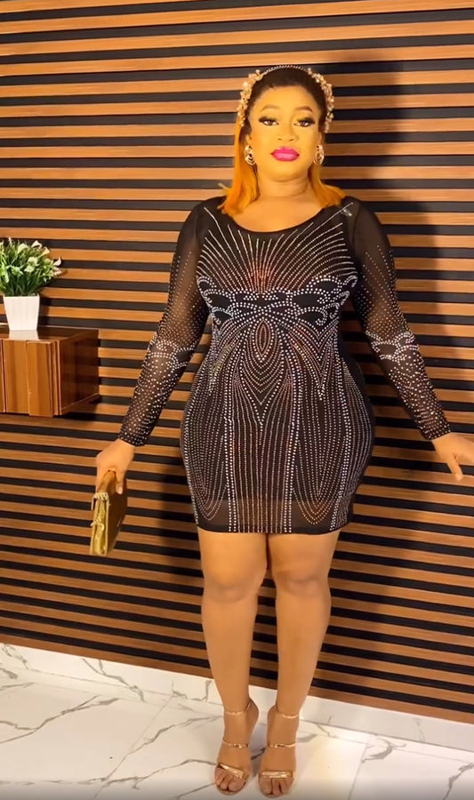 flowersverse Plus Size Women Beaded Party Evening Dress Two-Piece Set