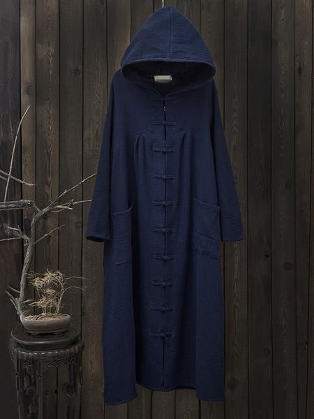 flowersverse National Style Mistarious Linen Cape Coat