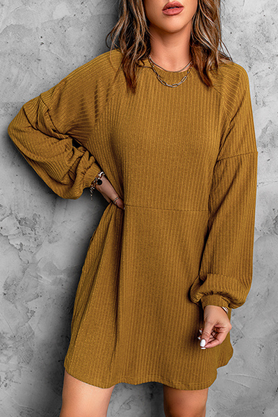 flowersverse Casual Solid Pocket O Neck A Line Dresses(3 Colors)