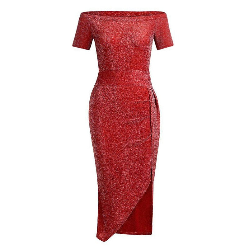 flowersverse Women's Semi Formal Dress Party Dress Sheath Dress Midi Dress Black Red Grey Short Sleeve Pure Color Backless Spring Fall Winter Off Shoulder Fashion Party Wedding Guest Spring Dress S M L XL XXL