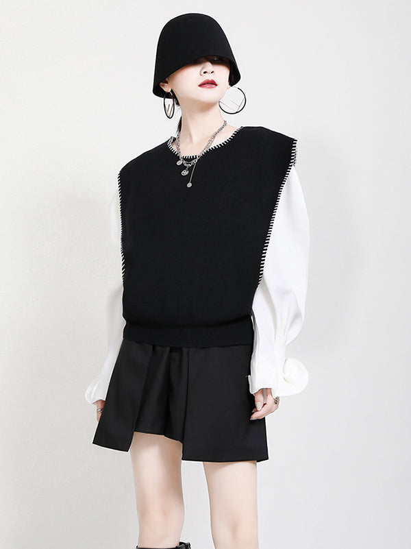 flowersverse Urban Black&Apricot Knitting Vest