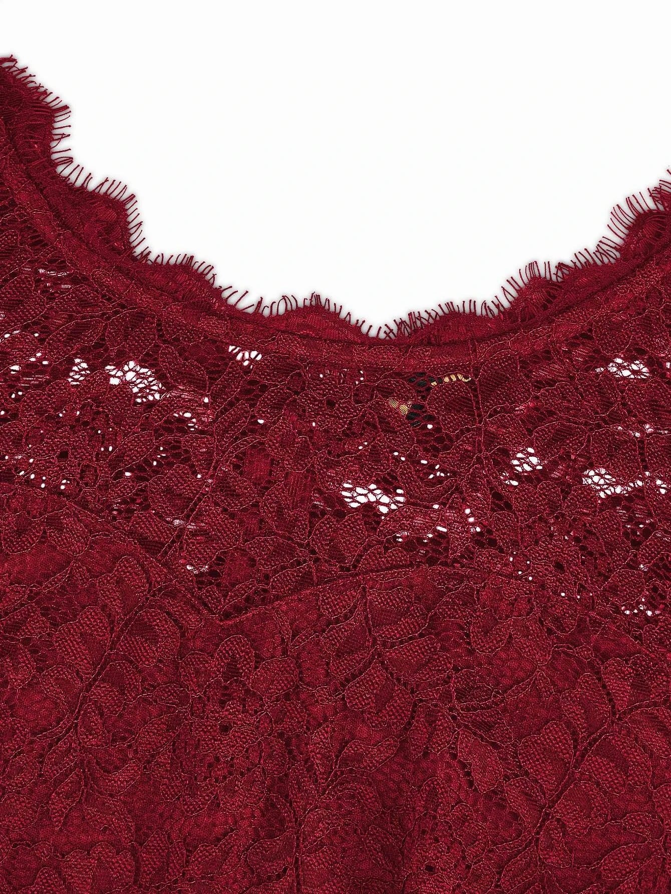 flowersverse Summer Half-High Collar Short-Sleeved Lace Mid-Length Chiffon Patchwork Elastic Belt Dress