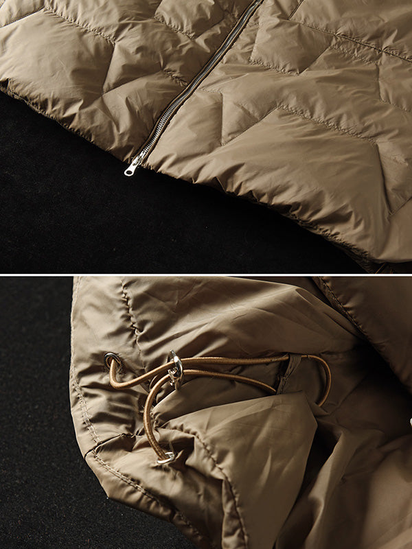 flowersverse Vintage Loose Keep Warm Hooded Down Coat