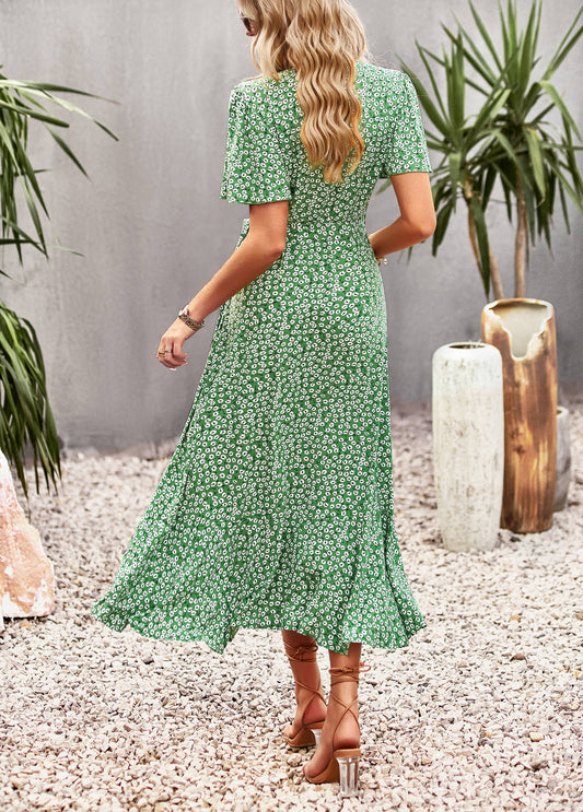 flowersverse SWEETEST THING FLORAL SLIP MAXI DRESS - GREEN