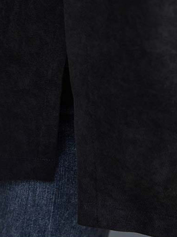 flowersverse Original Irregular Split-Joint Buttoned Lapel Collar Long Sleeves Blouse