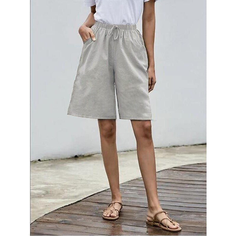flowersverse amazon cross-border ladies plus size fashion cotton linen five points shorts