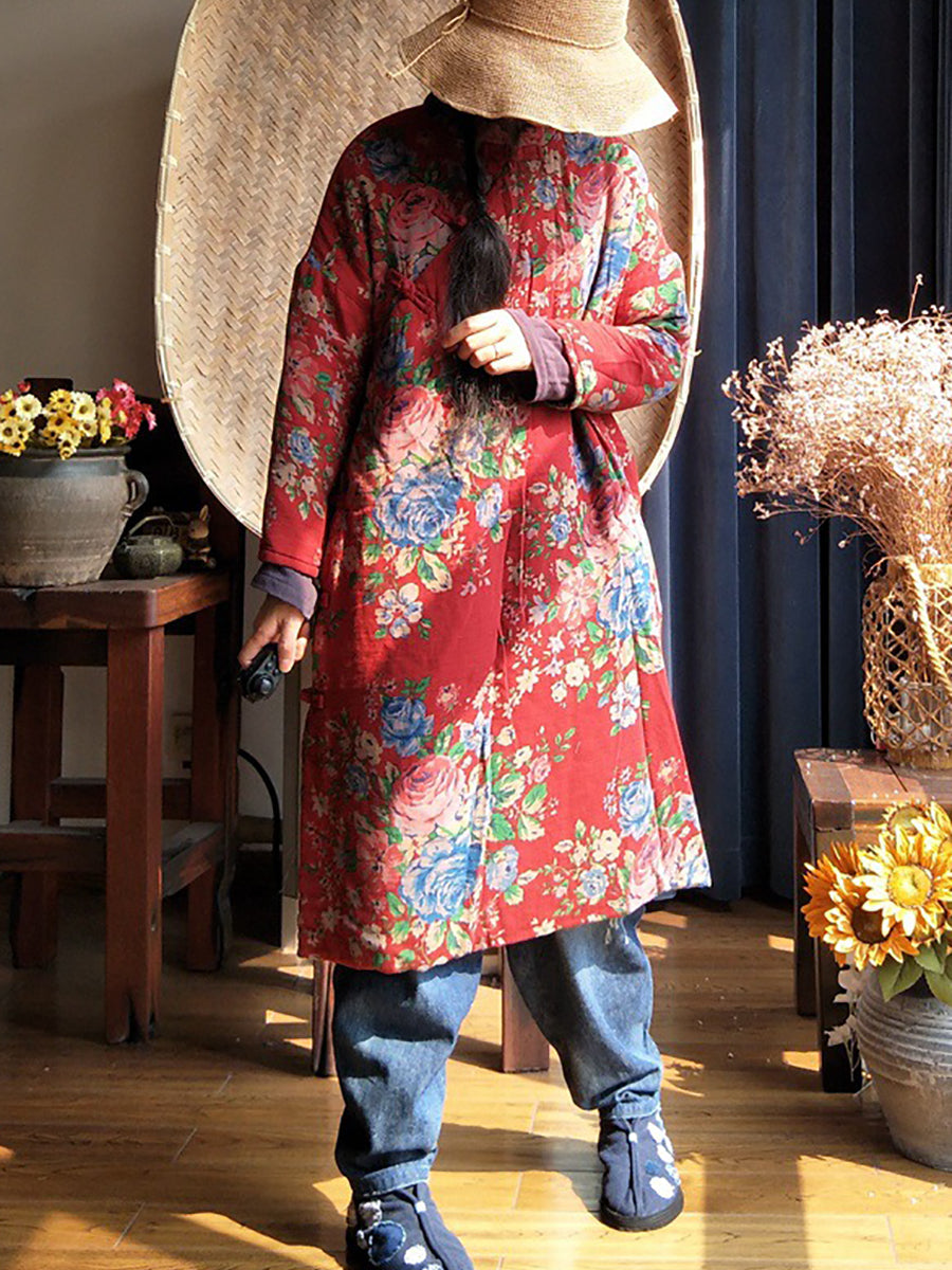 flowersverse Women Ethnic Flower Slant-Closure Dress