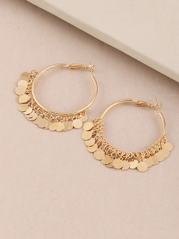 flowersverse Fashion Tasseled Solid Color Geometric Earrings Accessories