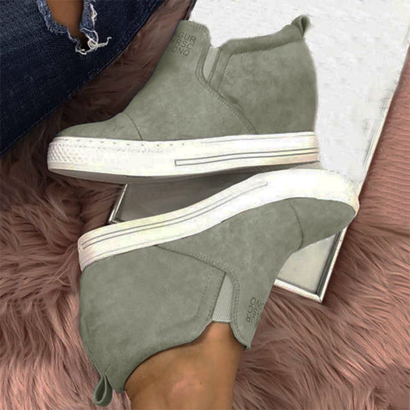 flowersverse Women Faux Suede Wedge heel Sneakers Slip on Breathable Shoes
