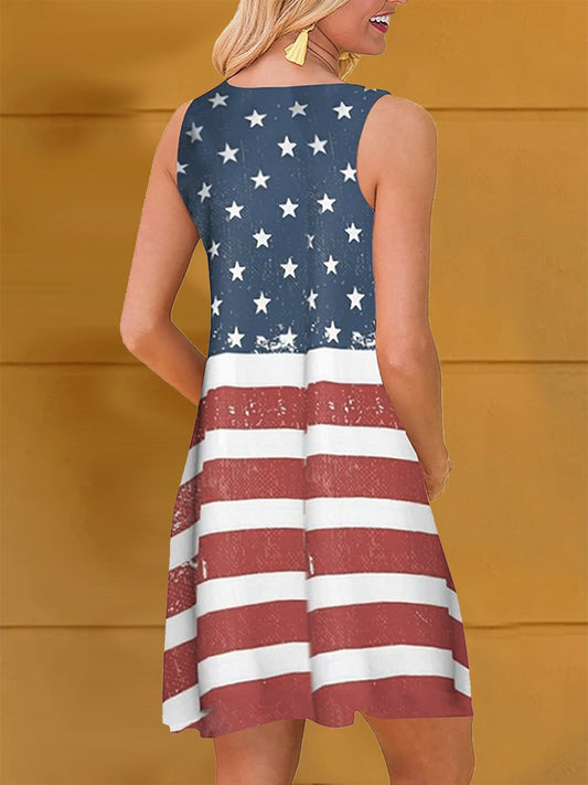 flowersverse Casual Shift Star Sleeveless Knitting Dress