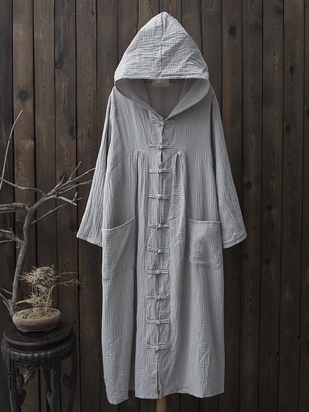 flowersverse National Style Mistarious Linen Cape Coat