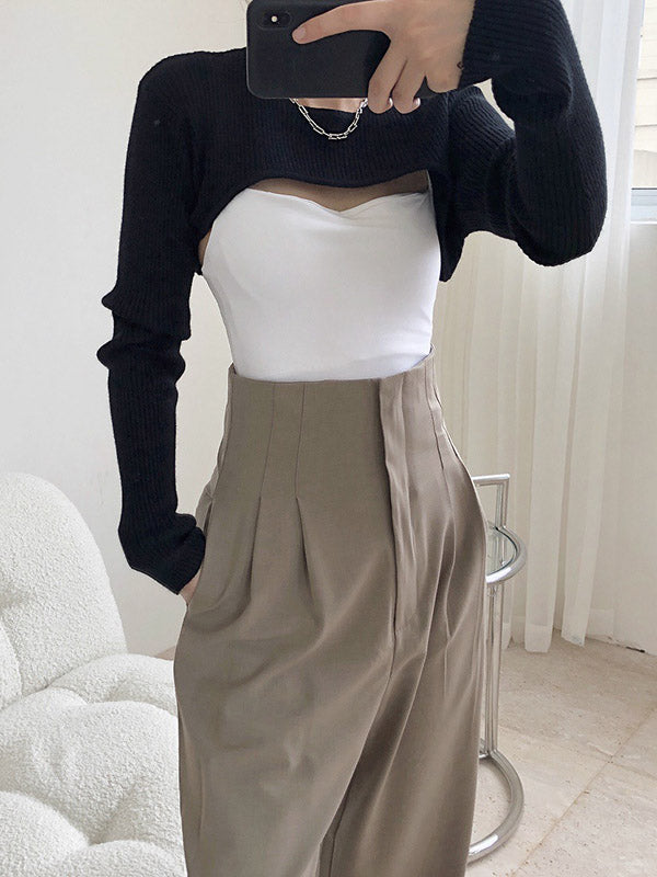 flowersverse Original Solid Knitwear Short Tops
