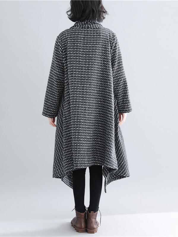 flowersverse Casual Plaid Knitted Outwear