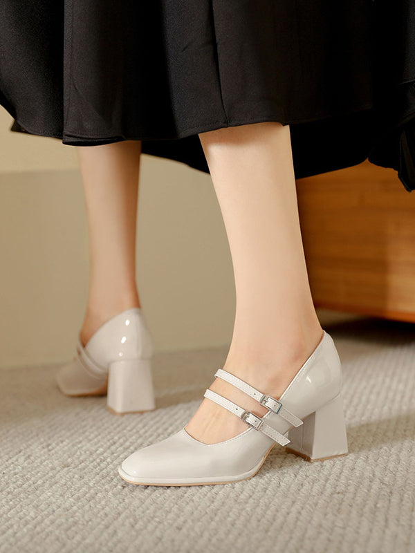 flowersverse Shallow Cut Square-Toe Mary Janes Pumps