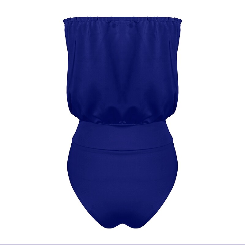 flowersverse Women's Swimwear One Piece Swimsuit Backless Tummy Control Solid Colored White Blue Red Strapless Bathing Suits Sexy Fashion Sexy / Padless