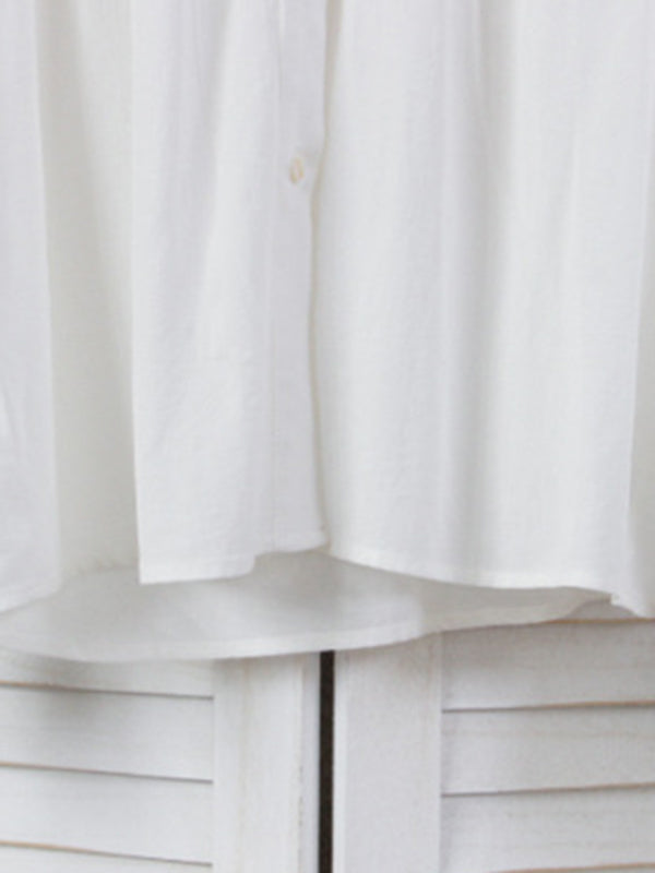 flowersverse Vintage Urban White Loose Puff Sleeves Blouse