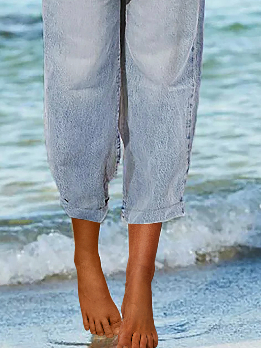 flowersverse Plus size Denim Solid Casual Jeans