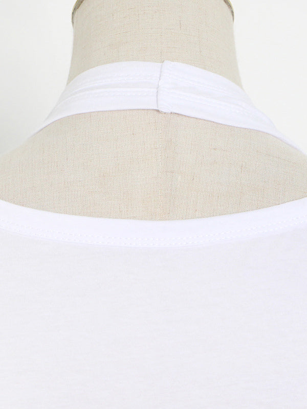 flowersverse False Two Solid Color Sleeveless Vest Tops