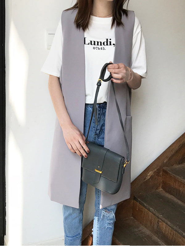 flowersverse Casual Loose Long Split-Joint Sleeveless Vest