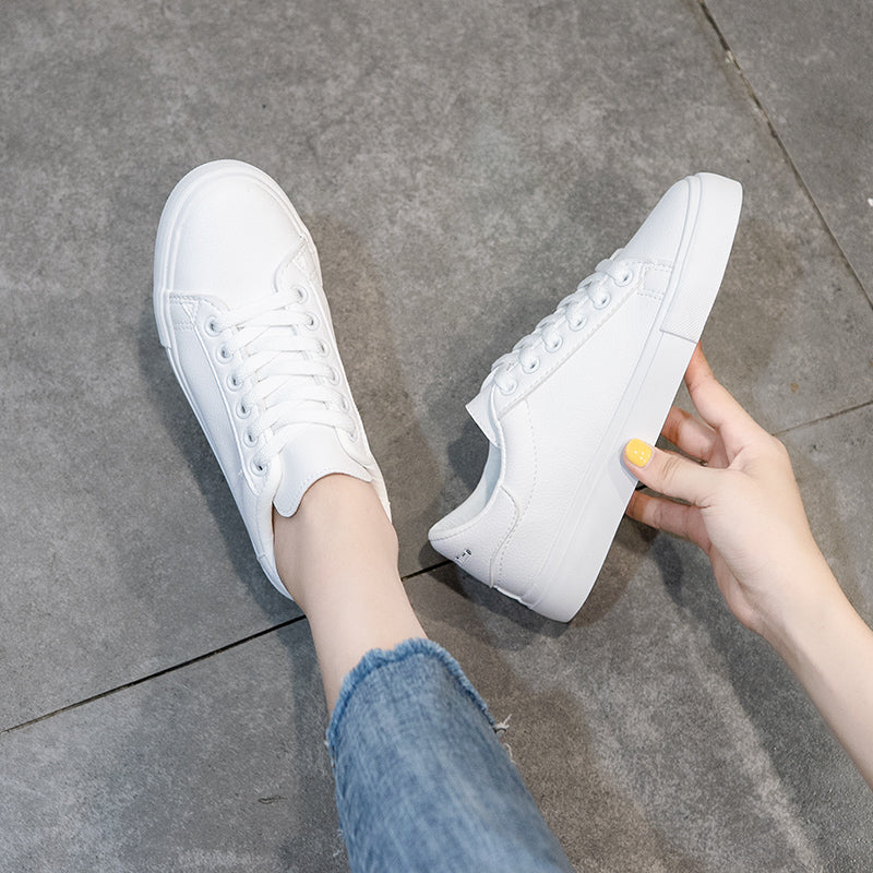 flowersverse Woman Shoes New Fashion Woman Casual High Platform Leather Women Casual White Shoes Breathable Sneakers Women's Vulcanize Shoes