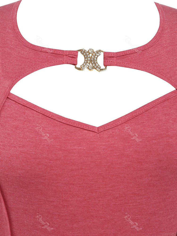 flowersverse Plus Size Cutout D Ring Skirted T-shirt