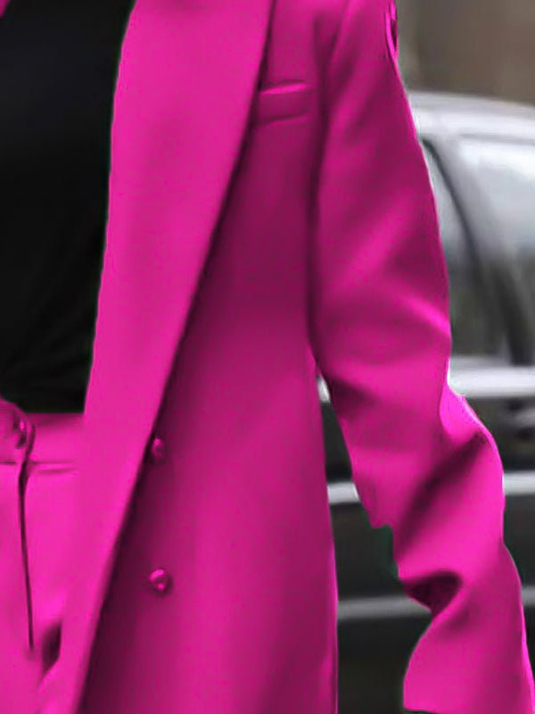 flowersverse Long Sleeves Solid Color Notched Collar Blazer Coats