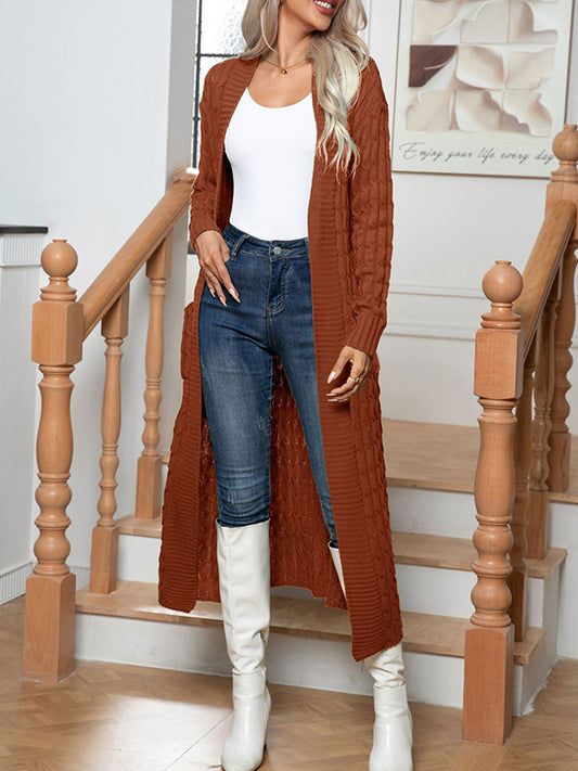 flowersverse Solid Color Split-Joint Long Sleeves Loose Cardigan Coats