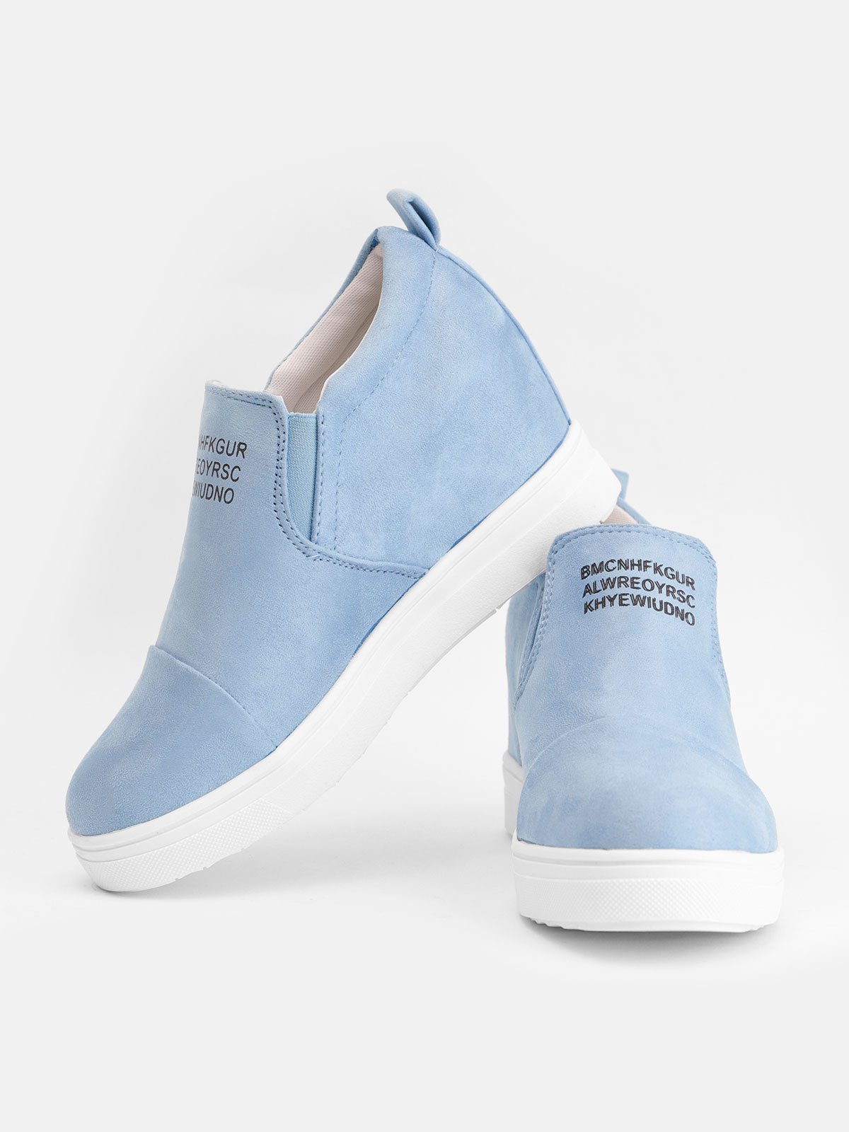 flowersverse Women Faux Suede Wedge heel Sneakers Slip on Breathable Shoes