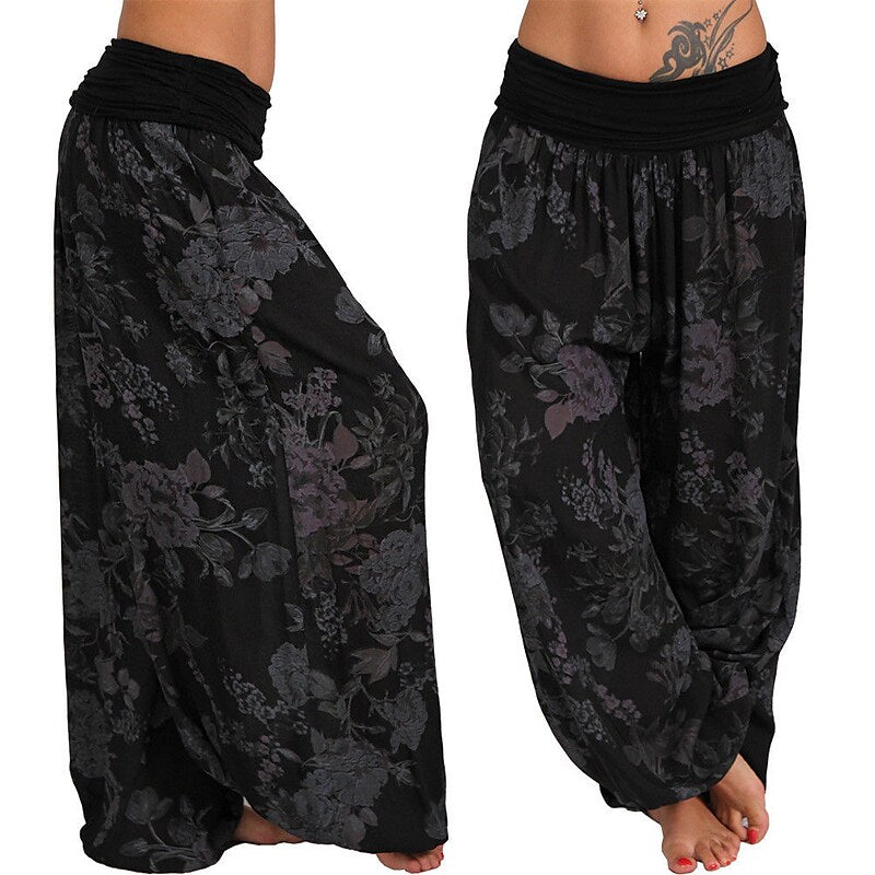flowersverse Women‘s Harem Pants Breathable Quick Dry Moisture Wicking Yoga Fitness Gym Workout Bloomers Bottoms Apricot White Black Winter Plus Size Sports Activewear Micro-elastic Loose / Athletic