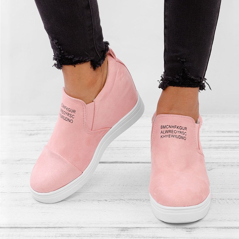 flowersverse Women Faux Suede Wedge heel Sneakers Slip on Breathable Shoes