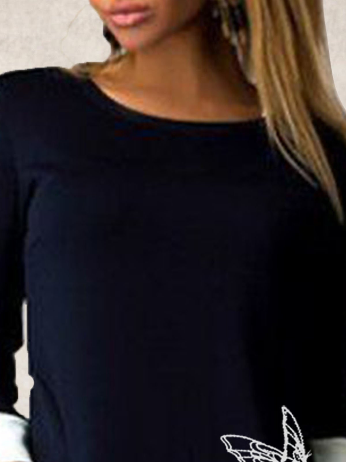 flowersverse Black Butterfly Long Sleeve Copper Wire Knitting Dress
