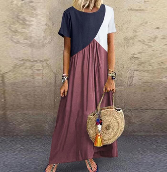 flowersverse Women Sundress Summer Long Dress Patchwork Loose Party Maxi Dresses