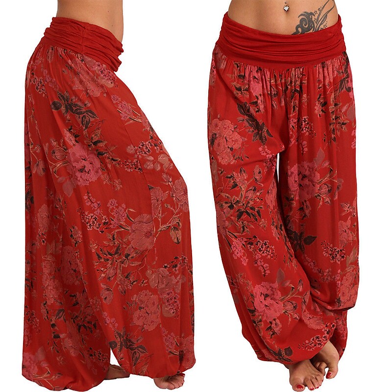 flowersverse Women‘s Harem Pants Breathable Quick Dry Moisture Wicking Yoga Fitness Gym Workout Bloomers Bottoms Apricot White Black Winter Plus Size Sports Activewear Micro-elastic Loose / Athletic