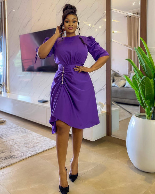 flowersverse Women's Elegant Short Sleeve Ladies Dress