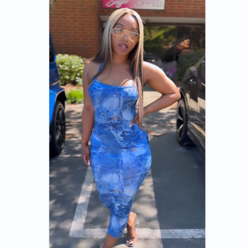 flowersverse Summer Print Sexy Straps Low Back Bodycon Slim Dress