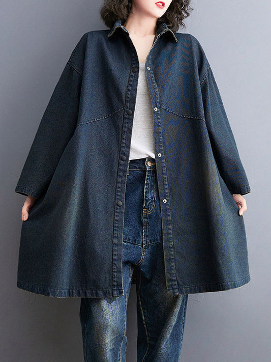 flowersverse Split-Joint Long Sleeves Loose Lapel Outerwear