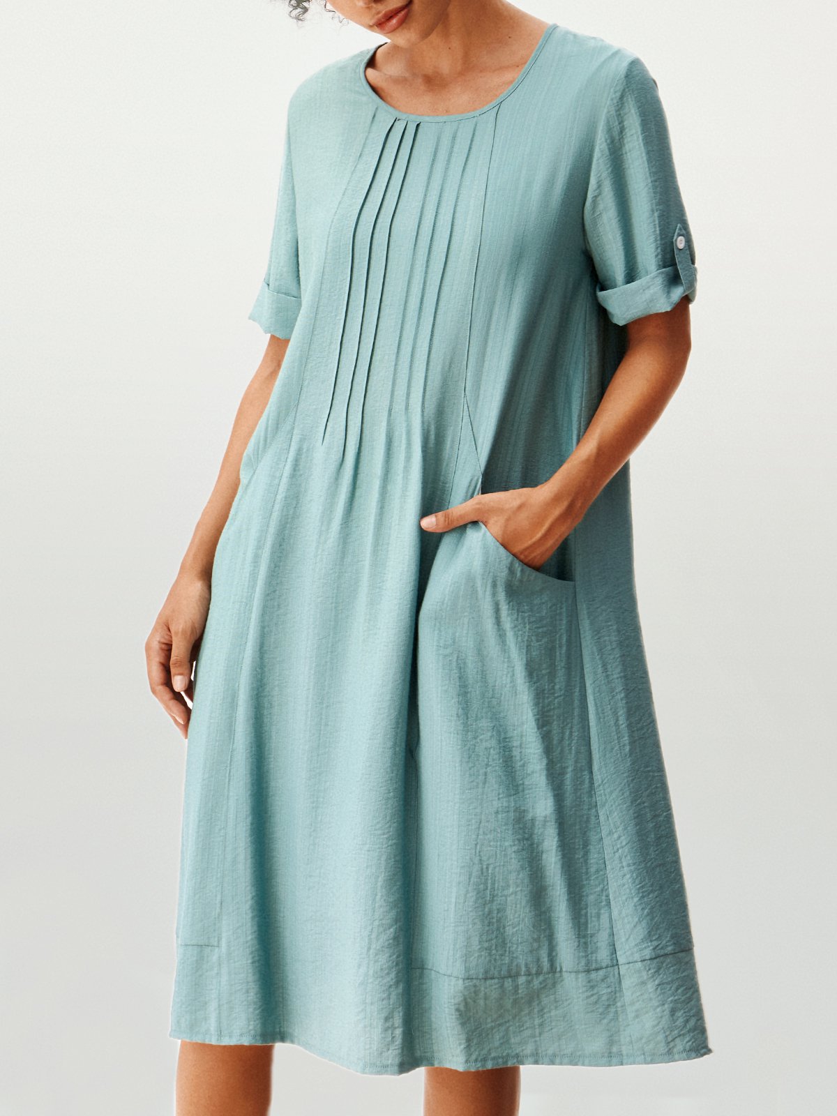 flowersverse New Women Fashion Plus Size Holiday Beach Vintage Short Sleeve Casual Knitting Dress