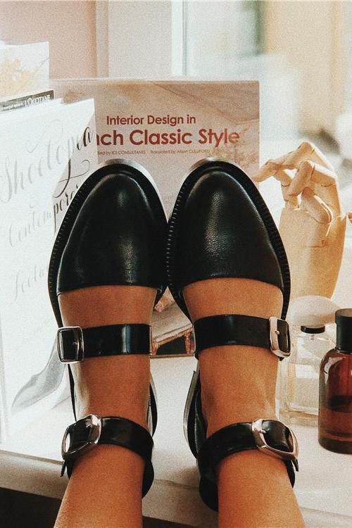 flowersverse Buckle Color Block Sandals Flats