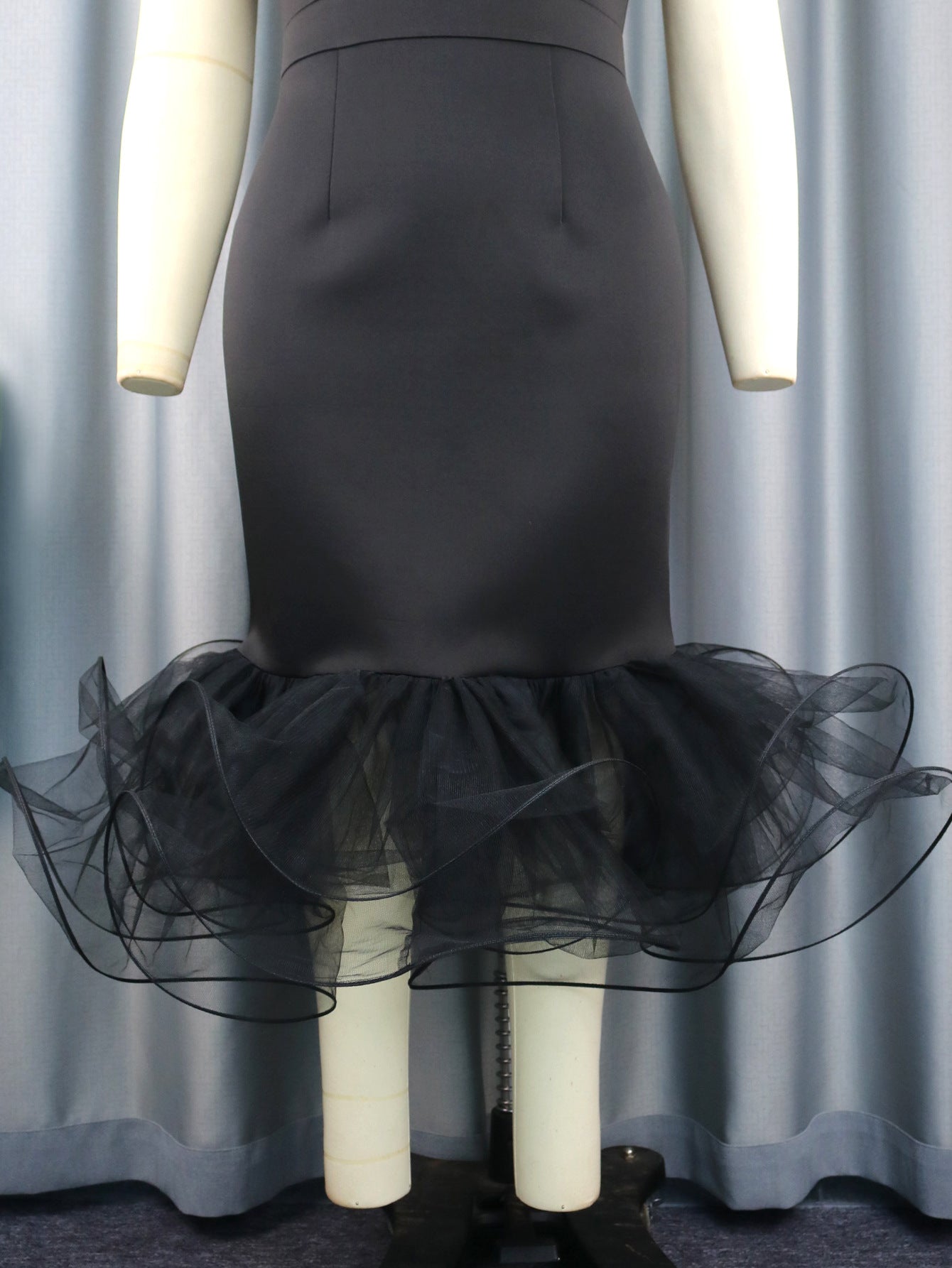 flowersverse V-Neck Sleeveless Bow Mermaid Mesh Elegant Party Dresses